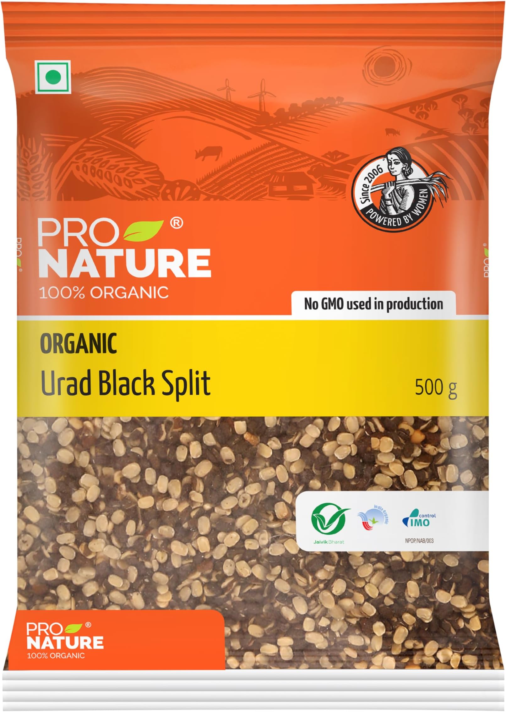 Pro Nature 100% Organic Urad Black Split, 500 Grams