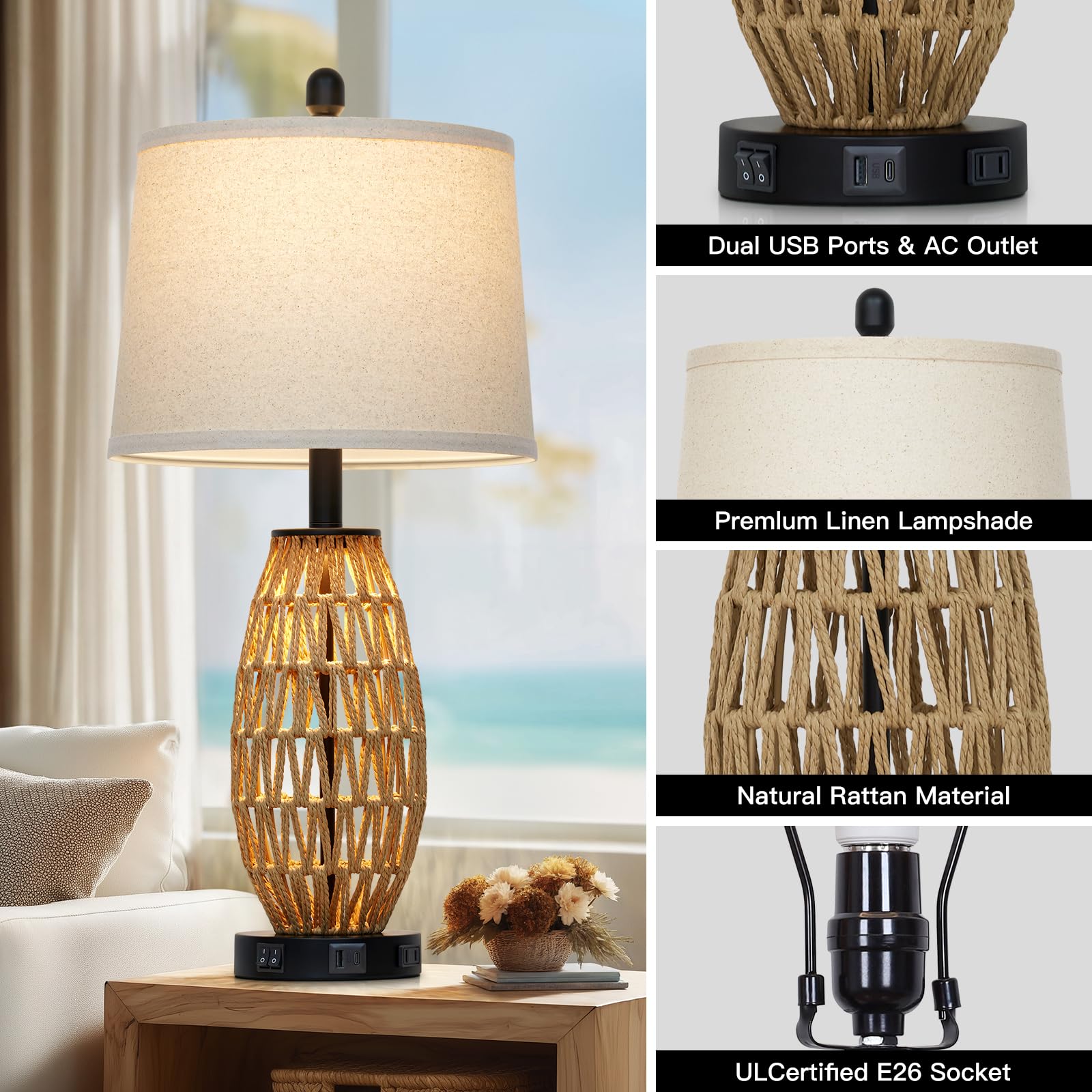 Small Ratten Bedside Lamp Snapklik.com : CINSARY 27