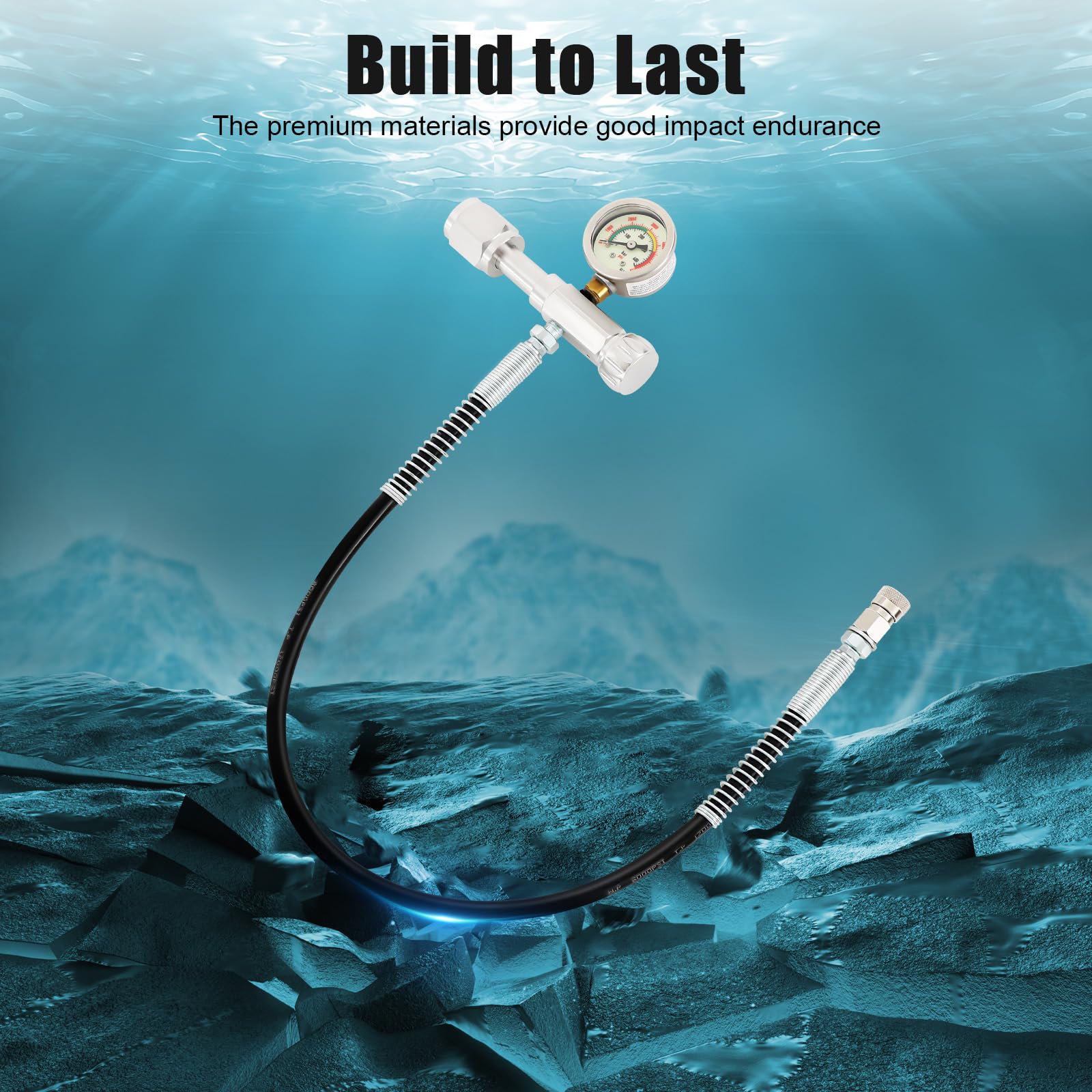 Air Refill Adaptor with Pressure Gauge,Submersible Cylinder Charging Valve 1.32 lbs Excellent Compatibility Durable for fire Fighting, Diving Stores, Snorkeling, and Paintball cylinders