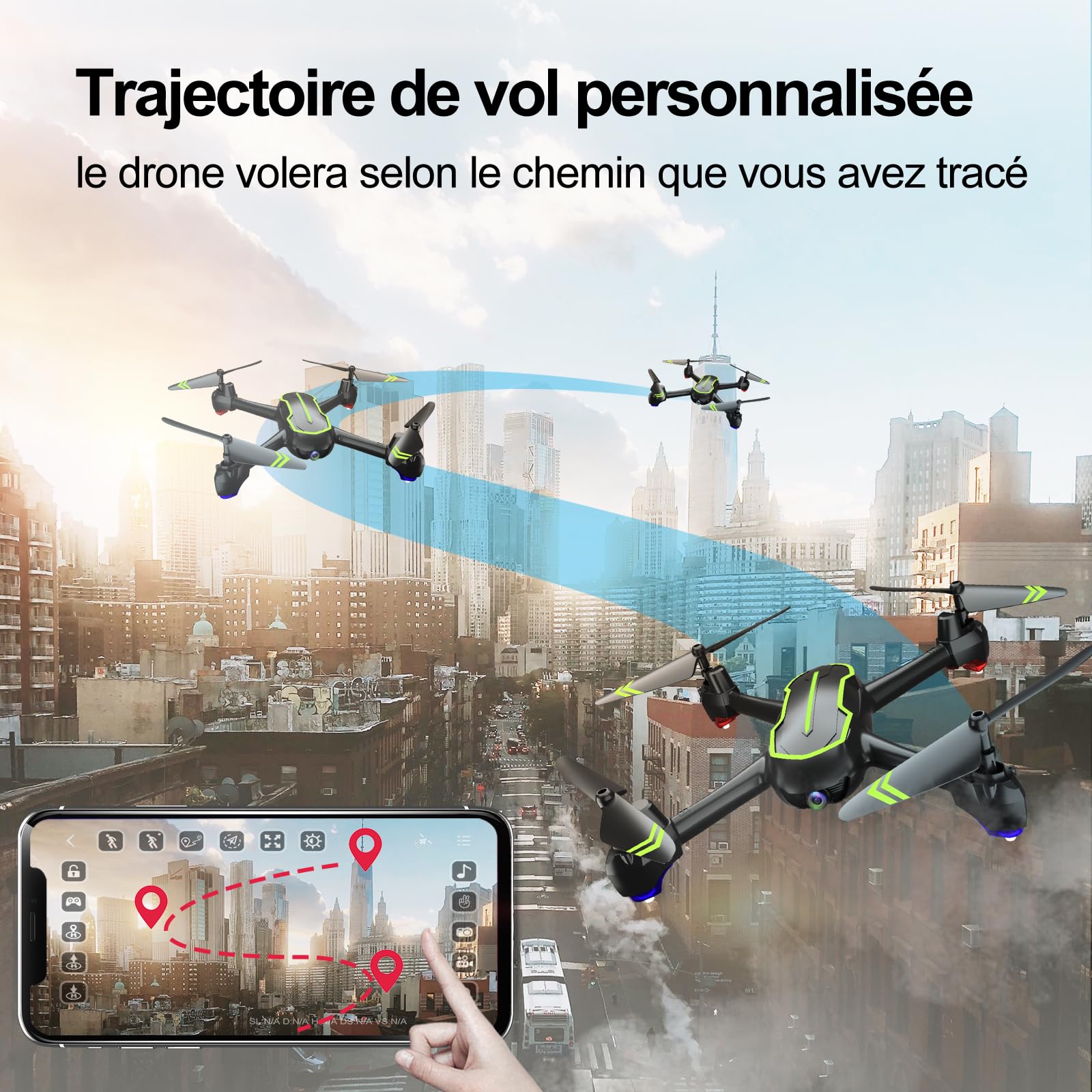 Loolinn | Drone GPS Retour Automatique - Drones Quadricoptère RC avec Caméra Full HD 1080p, Deux Batteries, 32 Minutes de Vol (Cadeau pour les Enfants de plus de 12 Ans)