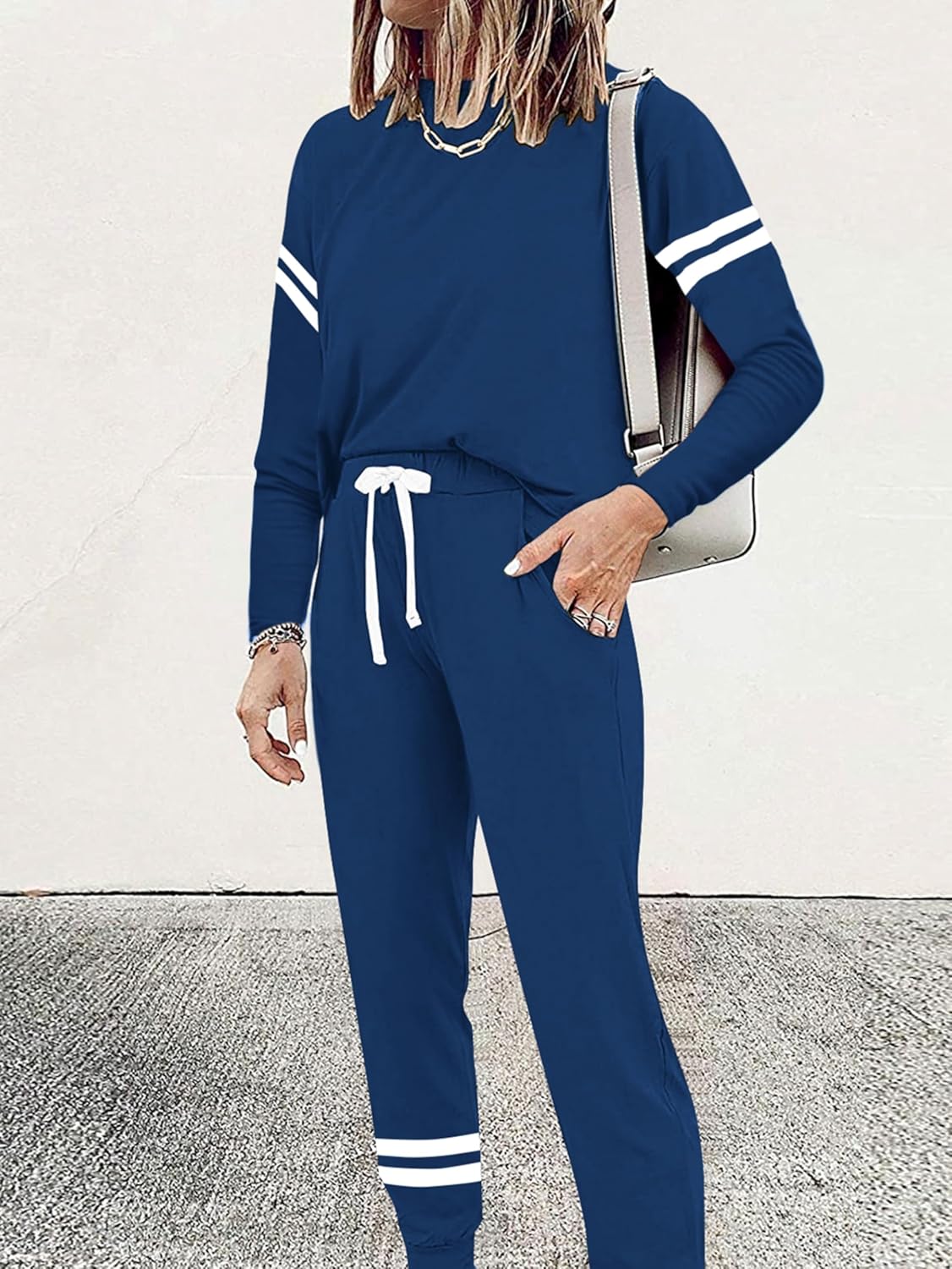 MASCOMODA 2026 Lounge Sets for Women Spring 2 Piece Outfits Tracksuit Jogger Set Long Sleeve Tops and Long Pants with Pockets