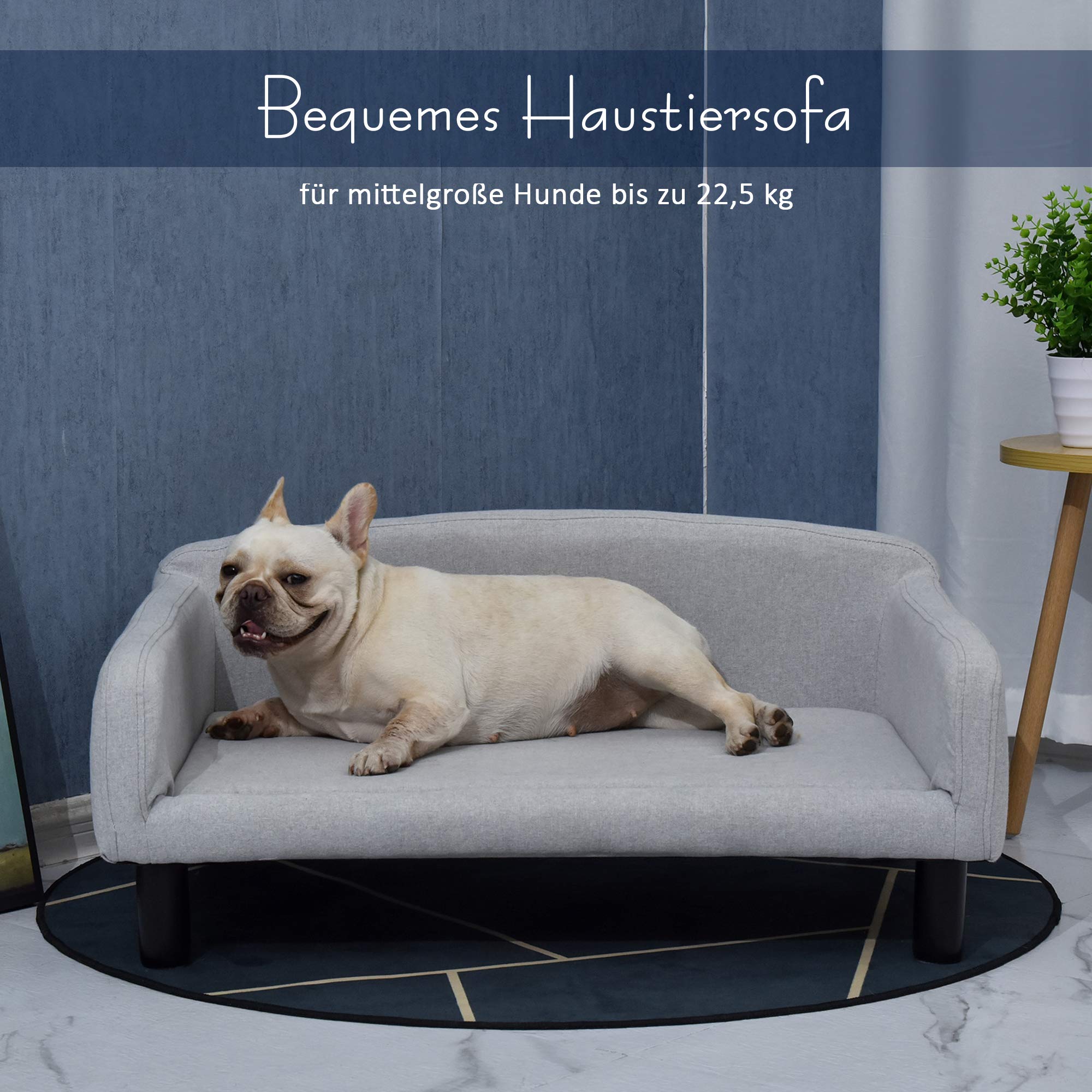 Canapé pour chien PawHut avec housse douce Canapé pour animaux domestiques avec pieds en bois Lit pour chien 82 x 54 x 36 cm