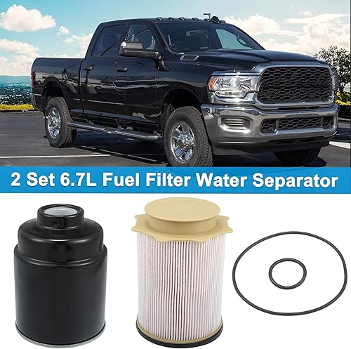 Miniatura 2 de X AUTOHAUX Juego de 2 separadores de agua con filtro de combustible de 6.7L para Dodge para motores diésel Ram 2500350045005500 6.7L 2013-2018