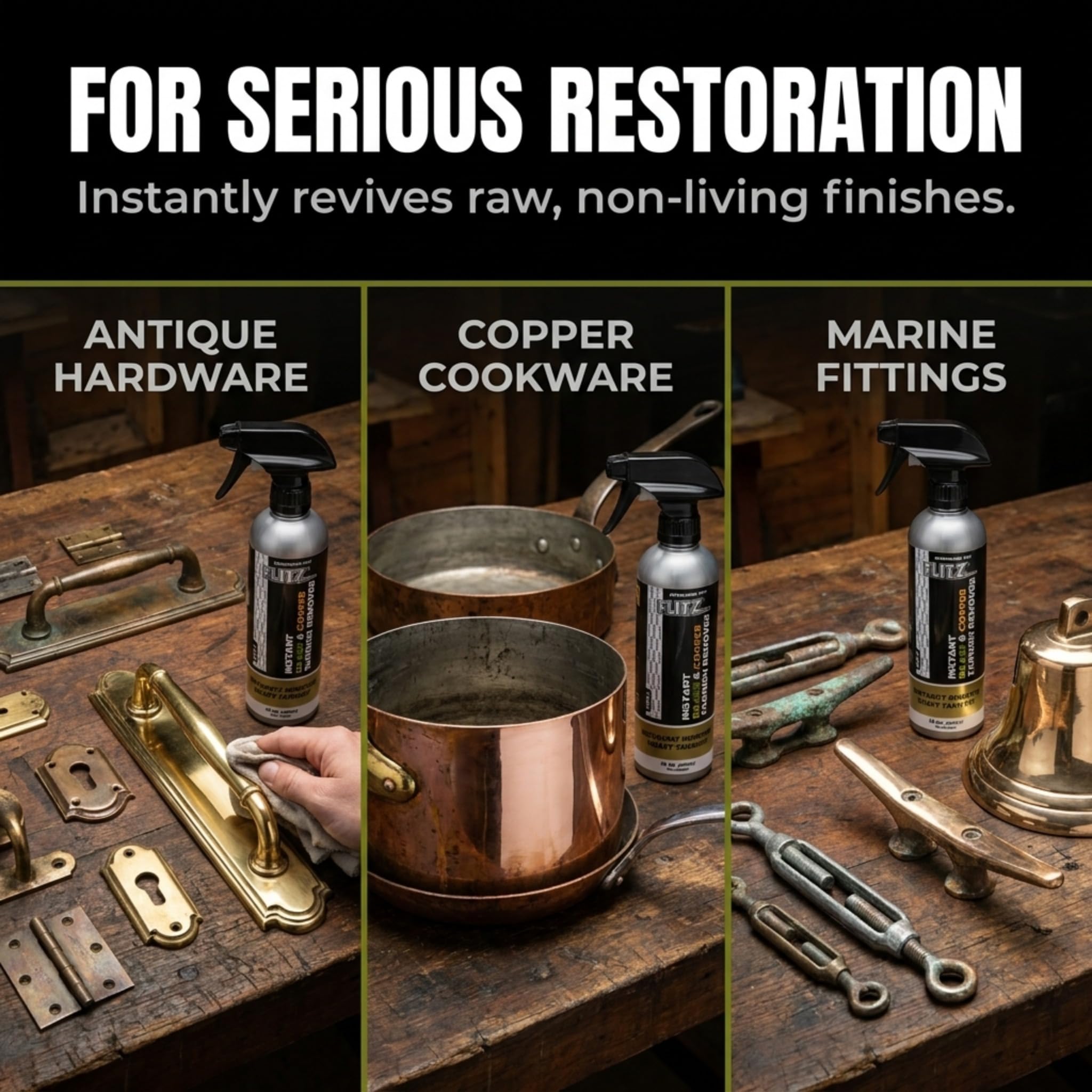 Flitz Instant Brass and Copper Tarnish Remover Spray Bottle