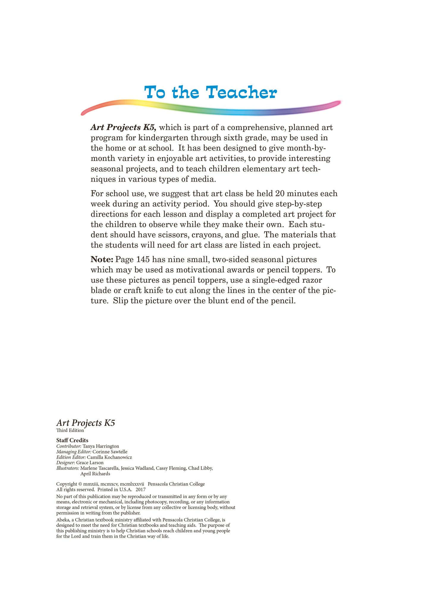 Art Projects K5 - Abeka 5 Year Old Kindergarten Art and Craft Book - Image 2