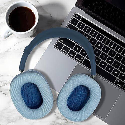 Miniatura 8 de GEVO Almohadillas de repuesto mejoradas para auriculares Apple AirPods Max, almohadillas de cuero de proteína, almohadillas para los oídos con Azul