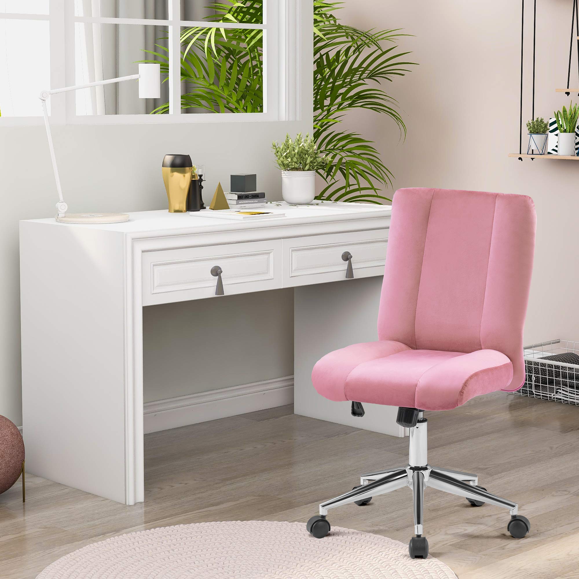 Buy Armless Office Chair Velvet Ergonomic Computer Task Desk Chair