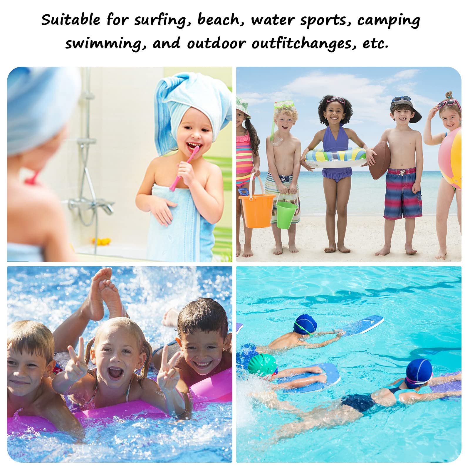 Highdi Poncho con Cappuccio Bambini, Asciugamano da Spiaggia Microfibra Accappatoio con TascheIl Asciugatura Rapida Telo Mare Poncho da Bagno per Sport Nuoto Surf (ippocampo,S(49x61cm