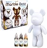 abeec Metallic Marble Bear Pouring Kit | DIY Acrylic Paint Marbling Set for Kids Age 8+ | Creative Art Activity with 23cm Bear, Metallic Paints and Tools | Unique Gift for Birthdays, Parties