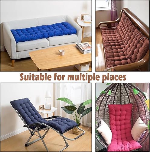 Miniatura 6 de Cojín de banco para sofá de 2 y 3 plazas, cojín de asiento de banco con lazos, cojín para tumbona para banco de madera, cojines reclinables