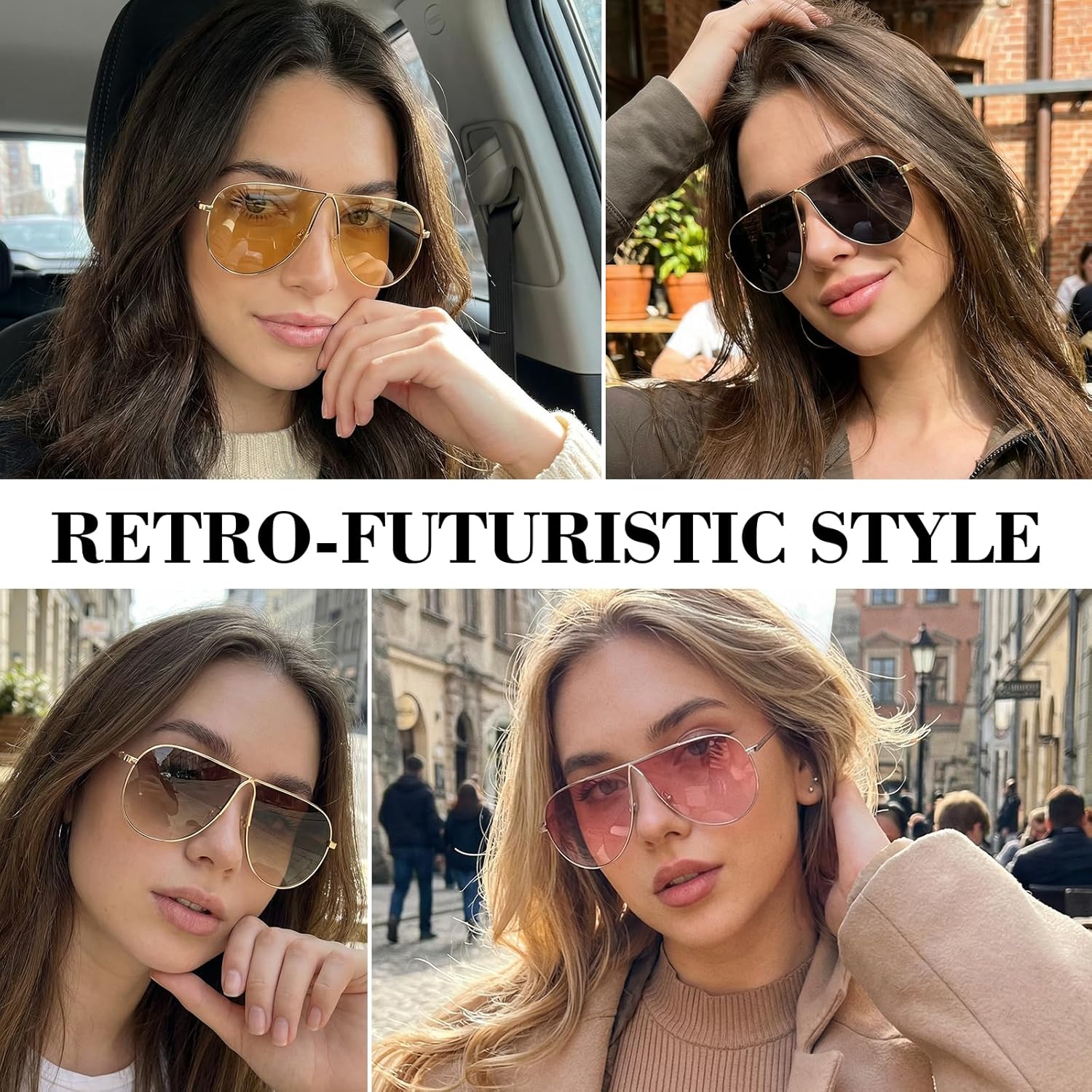 SODQW Oversized Aviator Sunglasses for Women Men Trendy Gold Metal Sun Glasses for Fishing Driving with UV Protection - Image 6