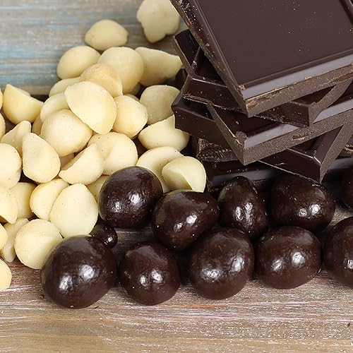 Miniatura 3 de Sus frutos secos de macadamia cubiertos de chocolate negro orgánico por Its Delish 2 libras a granel chocolate negro orgánico gourmet frutos secos