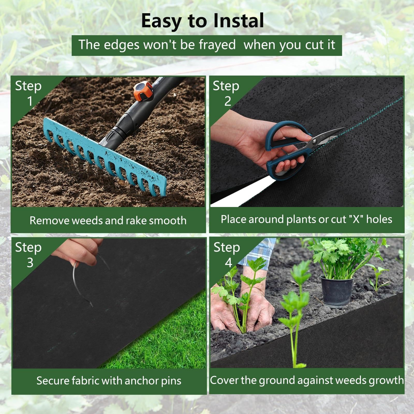 Toile de protection contre les mauvaises herbes tissée robuste de 141,7 g - Tissu paysager de qualité professionnelle - Couverture perméable pour jardins, allées et allées