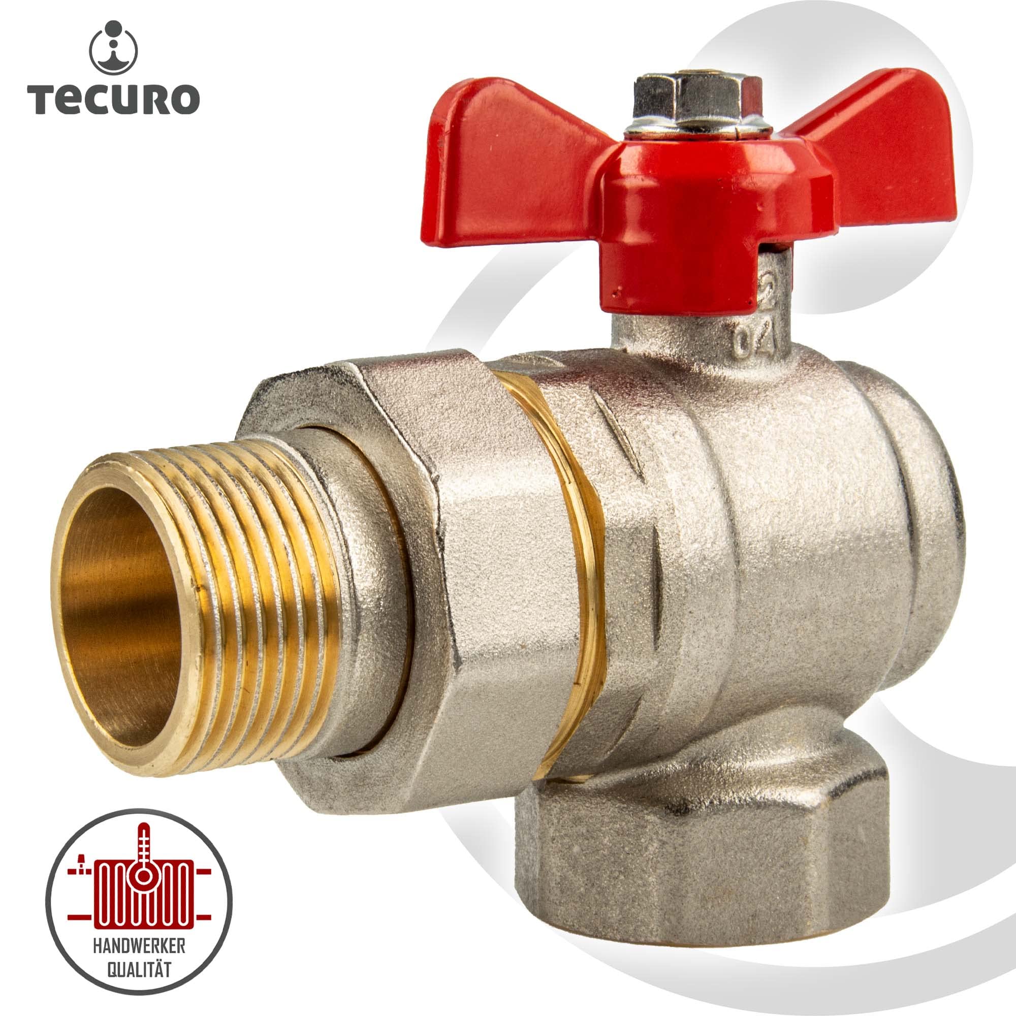 Tecuro Angle Ball Valve 1 Inch with Screws (Bronze) x Internal Thread - Butterfly Handle, G 1 pouce x IG Rp 1 pouce - Image 3