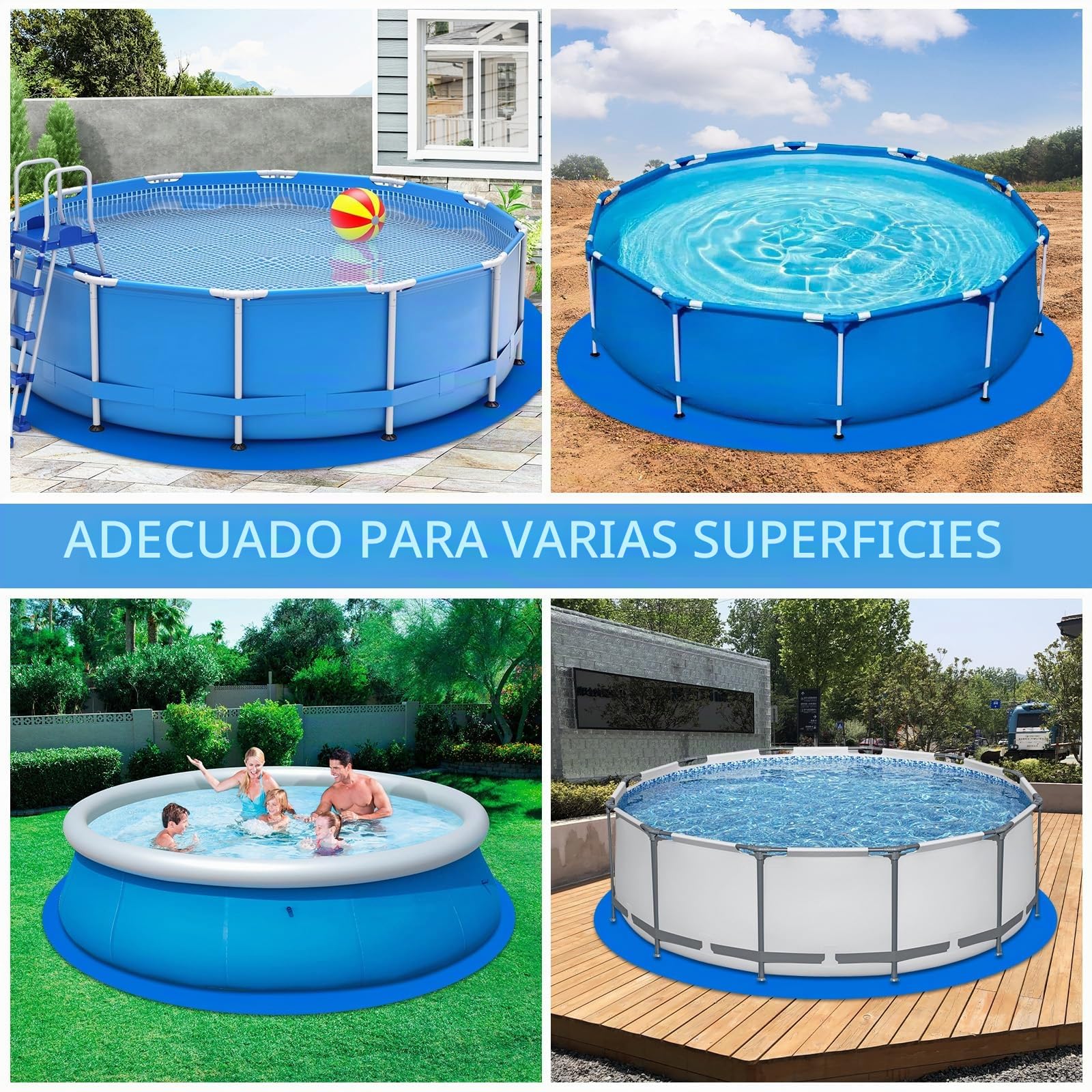 4.6m Alfombrilla de protección para Piscina Redonda, para Piscinas Planas, protección de Piscinas sobre el Suelo | Base redonda adecuada para piscinas planas sobre el suelo, protección resistente al desgarro