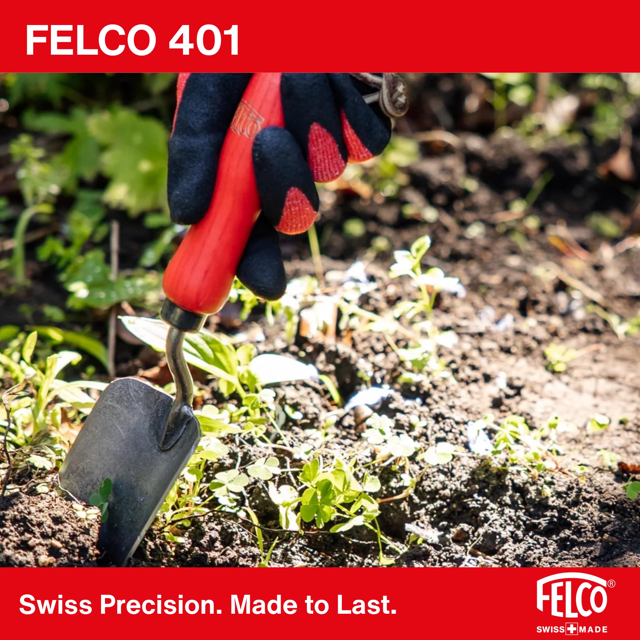 FELCO 2-teilig: Kompakte Bypass-Gartenschere 14 + Geschmiedete Boronstahl-Pflanzkelle 401, Rechtshänder, Kleine Hand, 18mm, Komplettes Gartenset