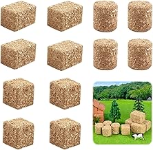 12Pcs Mini Hay Bales Haystack Decoration, Scene Toy Hay Bales Miniature Haystack Decor, Small Bales Tiny Haystack Fall Village for Table Toy Hay Stacks Dollhouse Decor