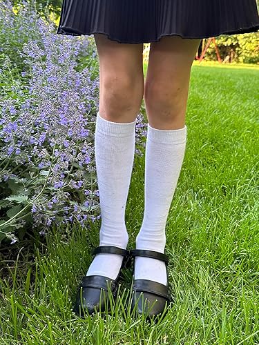 Miniatura 2 de Cotton Day - Pack de 3 pares de calcetines de rodilla alta para niños y niñas, unisex, para uniforme escolar y vestido, punta sin costuras, negro,
