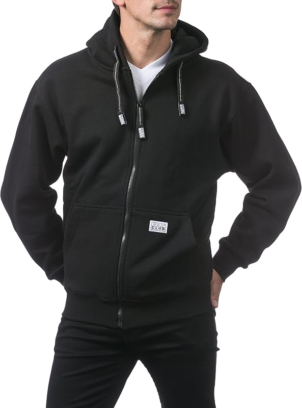 Pro Club Men's Heavyweight Full Zip Fleece Hoodie, Black, X-Large image 3