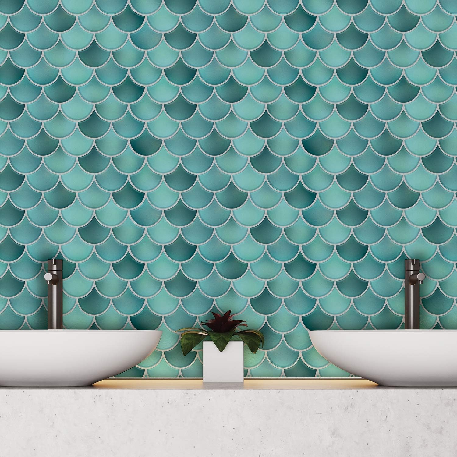 Walplus Peel And Stick Backsplash Tiles Sticker For Kitchen Stick On Backsplash 8 Sheets 11 X 8 Subway Tile Bathroom Splashback Water Heat Resistant Jewel Green Blue Glossy Spring Easter Decoration Marble
