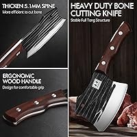 Vista 6 de ENOKING Cuchillo de carnicero de 5.7 pulgadas, cuchillo forjado a mano resistente para huesos con mango de madera, cuchillo de carnicero de espiga