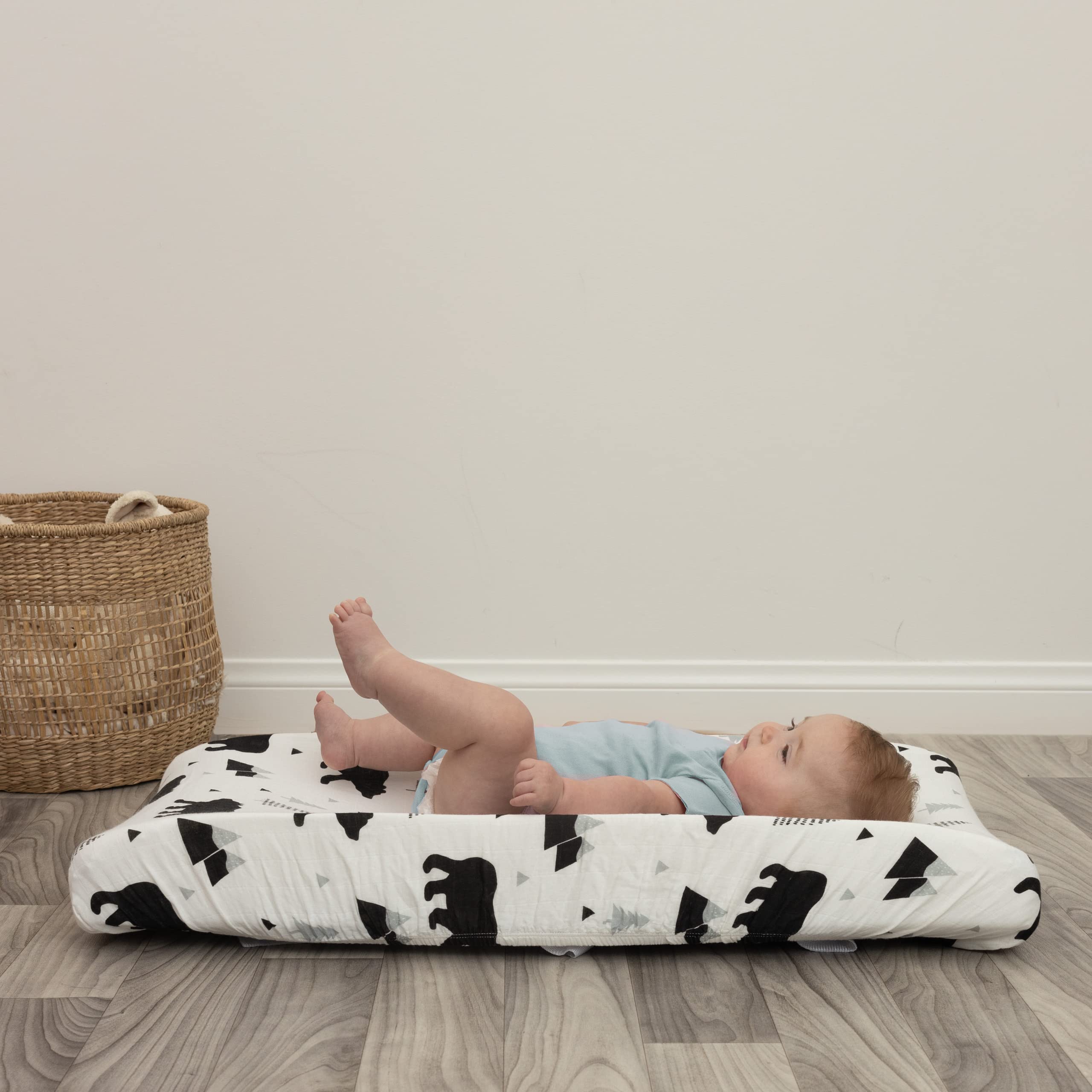 Funda para cambiador de bebé orgánica, funda para cambiador de muselina para niños, algodón orgánico suave y bambú, bosque de oso bebé, 16 x 32 pulgadas 4