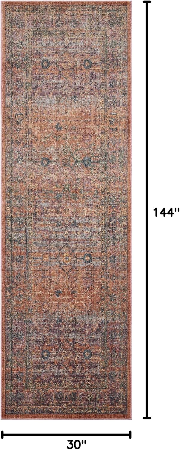 Loloi Jean Stoffer Bradbury Collection, Sunset & Multi, 2'-6" x 12'-0" Runner Rug – Modern & Traditional Area Rugs for Living Room Bedroom Entryway & Hallway No Shed High Traffic Area Decor Rug