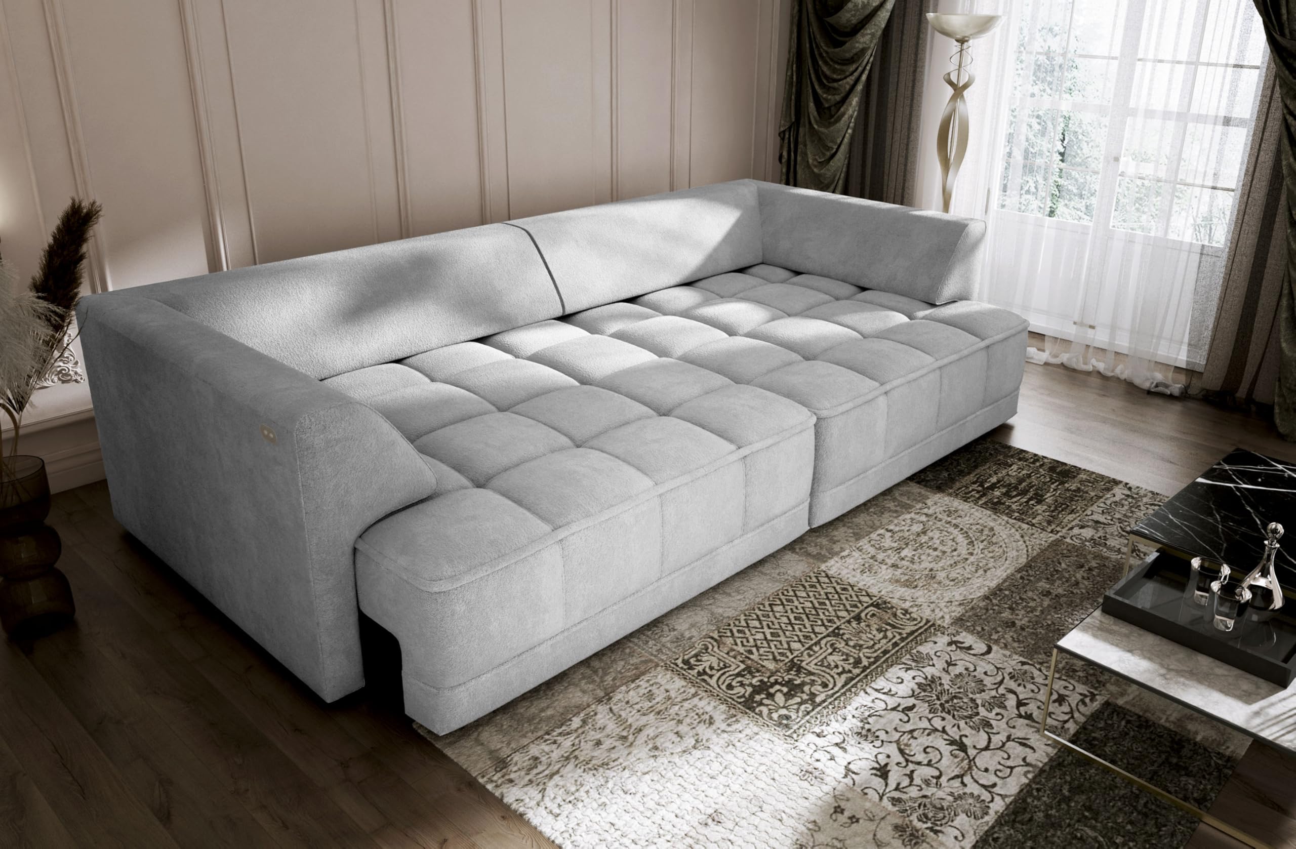 Big Sofa Tiga XXL, Schlafsofa, Couch, Schlafcouch mit Schlaffunktion 302 cm Breit (Aphrodite 19)