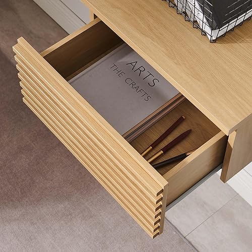 Miniatura 9 de Modway Render Escritorio esquinero moderno de mediados de siglo de 60 pulgadas para montaje en pared en roble