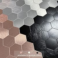 Vista 6 de Azulejos hexagonales para despegar y pegar, panel de textura de aluminio cepillado negro, azulejos de mosaico autoadhesivos para cocina, baño