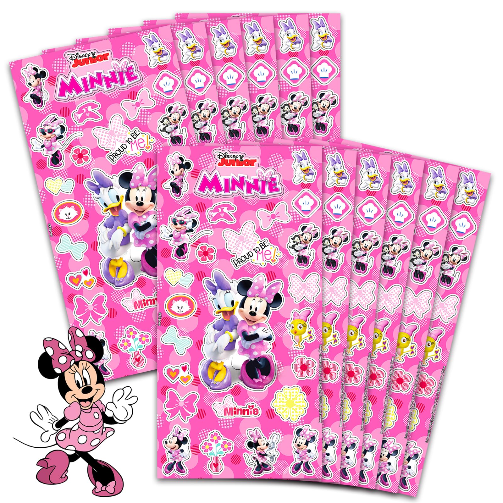 Pegatinas Hallmark De Minnie Mouse – 4 Hojas Originales Para Fiesta Temática De Bebé O Cumpleaños (Lote Antiguo)