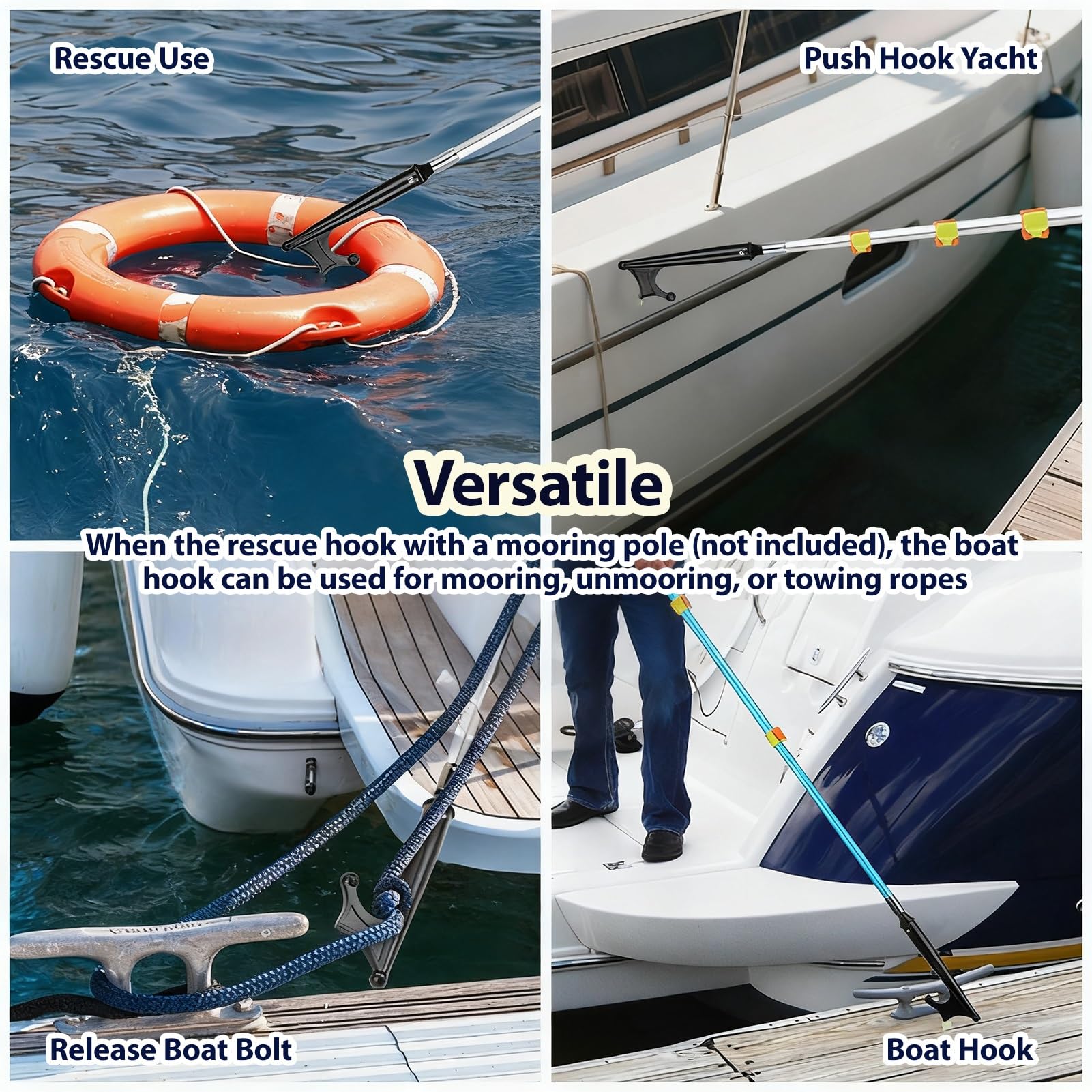 Gancio per barca in nylon leggero, 20,3 cm, sostituibile, ad alta capacità di carico, accessorio per un facile accesso alla barca, ideale per pesca e ormeggio