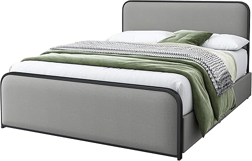 Miniatura 50 de SOFTSEA Cama de plataforma tapizada tamaño Queen con cajón de almacenamiento, marco de cama tapizado con cabecera con respaldo de alas, soporte de