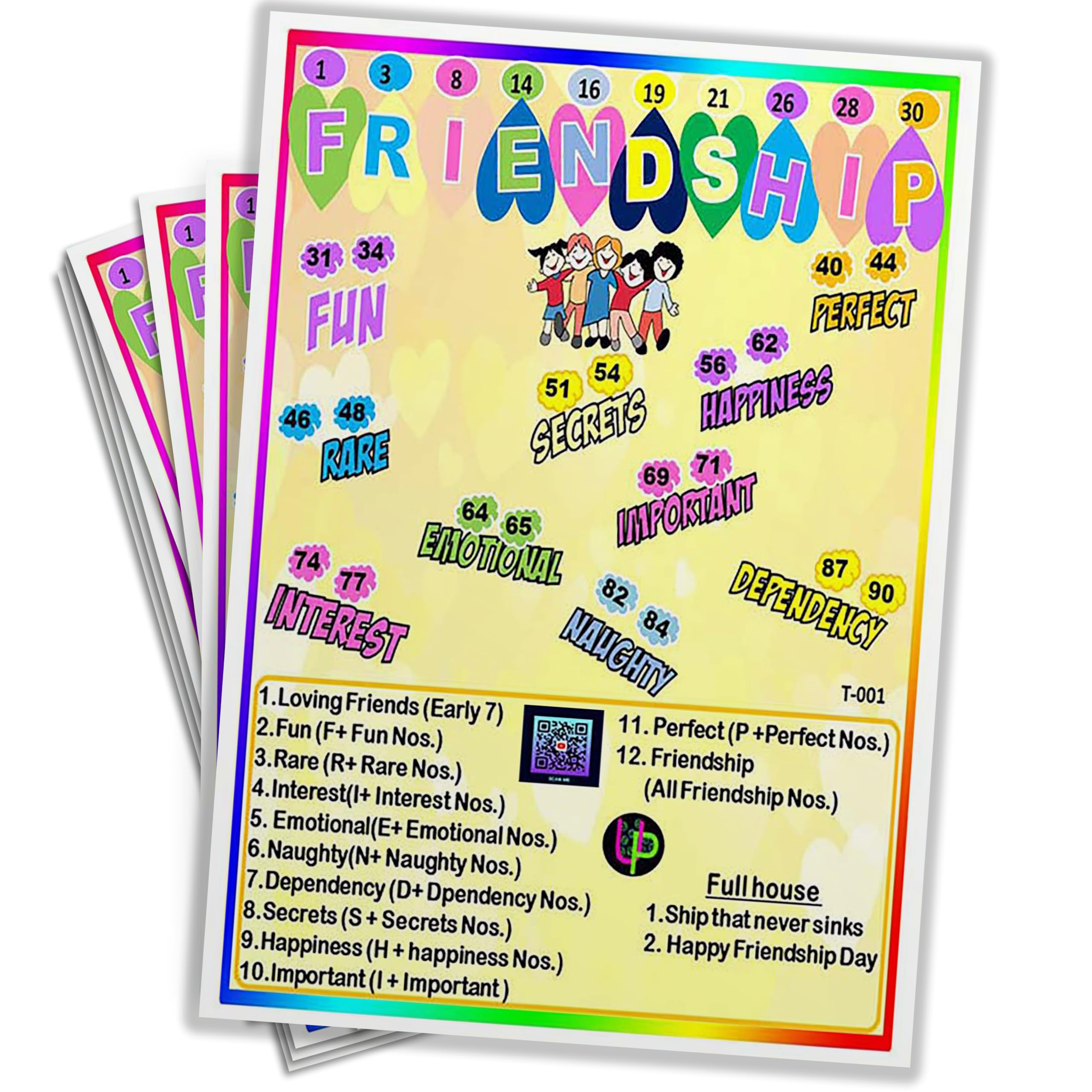 Friendship Day Theme Tambola Tickets for Kitty Party & Themed Events with Friends & Family | Bingo Housie Game Cards (Set of 15 Tickets)-image-31