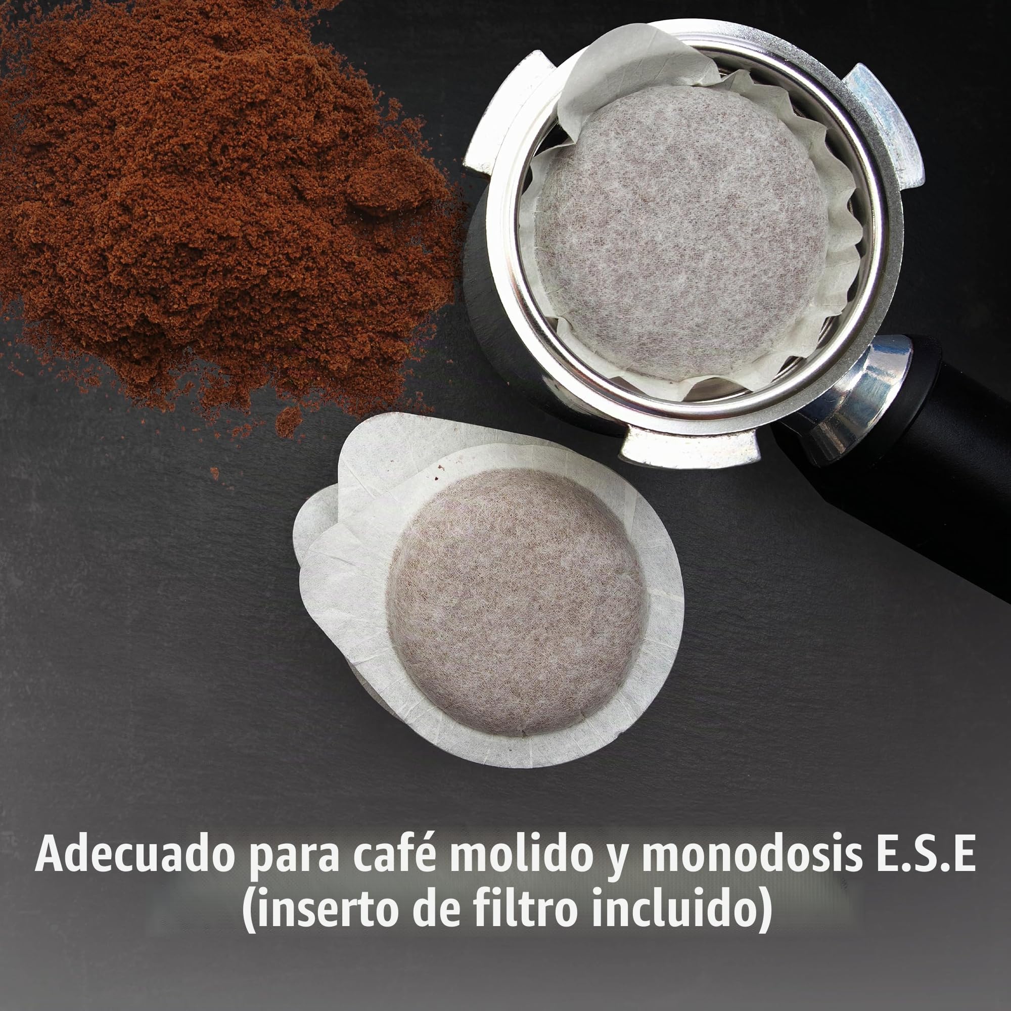 CASO Espresso Gourmet Latte - Juicio test muy bien, cafetera con depósito de leche integrado, bomba ULKA 20 bar, placa calefactora para tazas, 1 o 2 tazas, plata, acero inoxidable