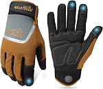 MELOTOUGH Gants de travail pour les hommes femmes, Gant de travail mécanique pour le jardin,Yard,Warehouse,Touch écran de travail gants,Khaki