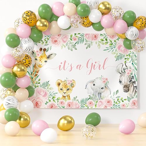 Miniatura 5 de HIPVVILD Decoraciones temáticas de selva para baby shower, suministros de fiesta de bebé de safari, plato, taza, servilleta, arco de globos, telón