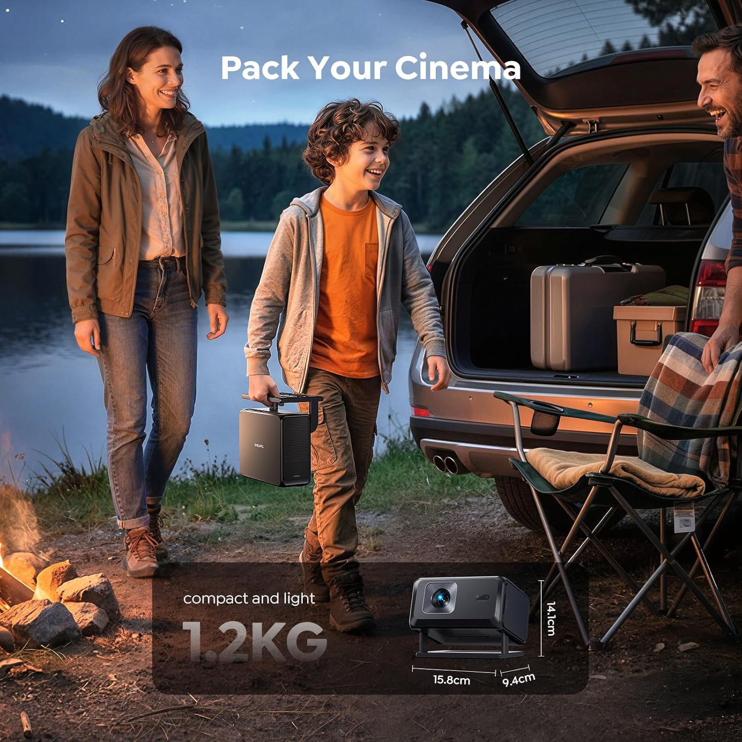 Smart Projector [Google TV Official Licensed & 4K Support] with WiFi and Bluetooth, Portable Mini Movie Short Throw Projector Outdoor with Built-in Apps Auto Focus Keystone for Home Bedroom Ceiling