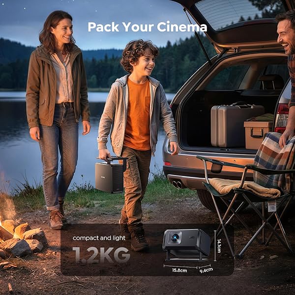Smart Projector [Bundled with Google TV Stick & 4K Support] with WiFi and Bluetooth, Portable Mini Movie Short Throw Projector Outdoor with Built-in Apps Auto Focus for Home Theater Bedroom Ceiling - 5