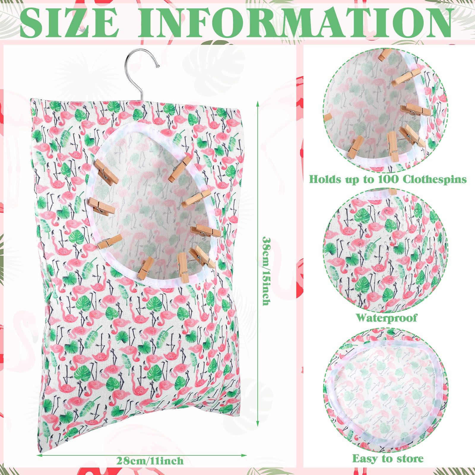 2 Stück Kleidernadel-Taschen Mit Haken | Batik-Design | 38x28 Cm | Wäscheklammer-Organizer