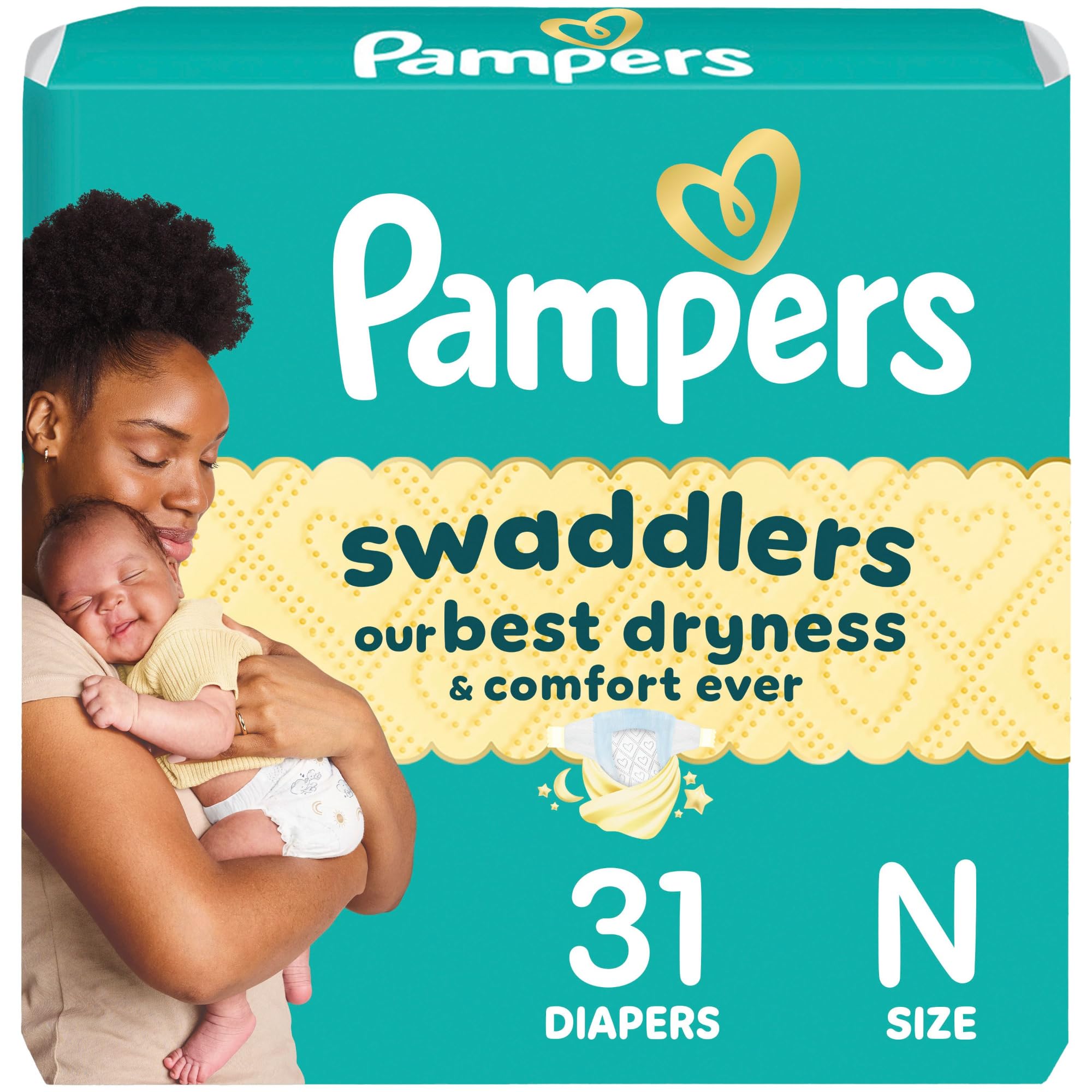 Pampers Baby Diapers - Swaddlers - Size 0, 31 Count, Ultra Absorbent Disposable Newborn Diaper