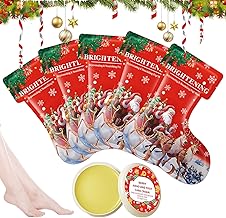 Exfoliating Foot Mask, Moisturizing Christmas Foot Mask, Foot Peel Mask, 5 Pieces Foot Mask+Foot Cream, Making Skin Smoother, Christmas Gift Set for Family, Friends or Yourself
