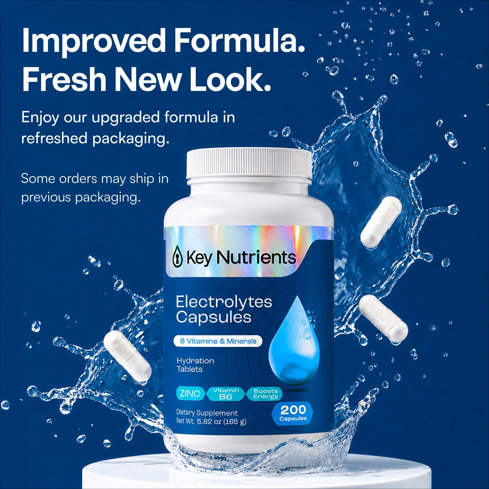 KEY NUTRIENTS Sugar Free Electrolyte Tablets, Hydration Pills, 200 Capsules — Amazon image 2