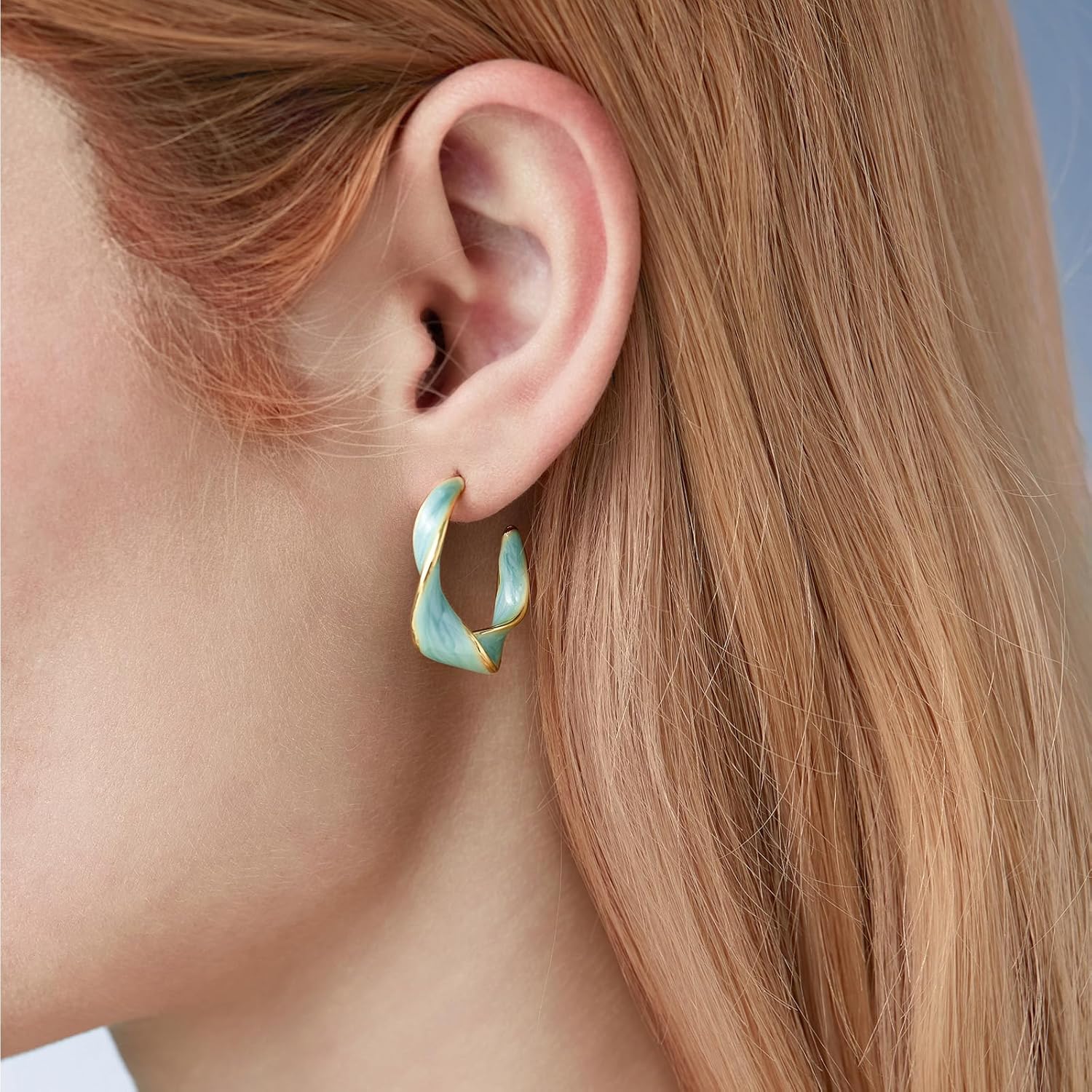 Cicy Bell Twisted Hoop Earrings for Women Alloy Vintage Enamel Oil Dripping 925 Sterling Silver Needle Round Huggie Earring Jewelry Gifts - Image 3