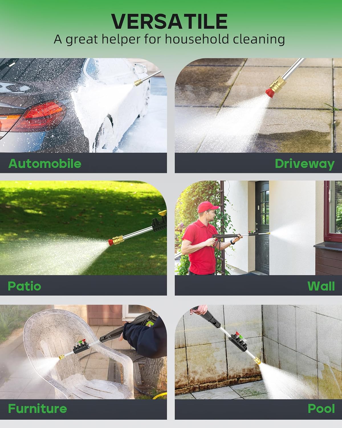 BLACK AND GREEN Electric Pressure Washer 4800 PSI 2.8 GPM, Power Washers Electric Powered with 4 Nozzles and Foam Cannon, High Pressure Cleaner Machine for Cars, Patio, Driveway, Home Cleaning