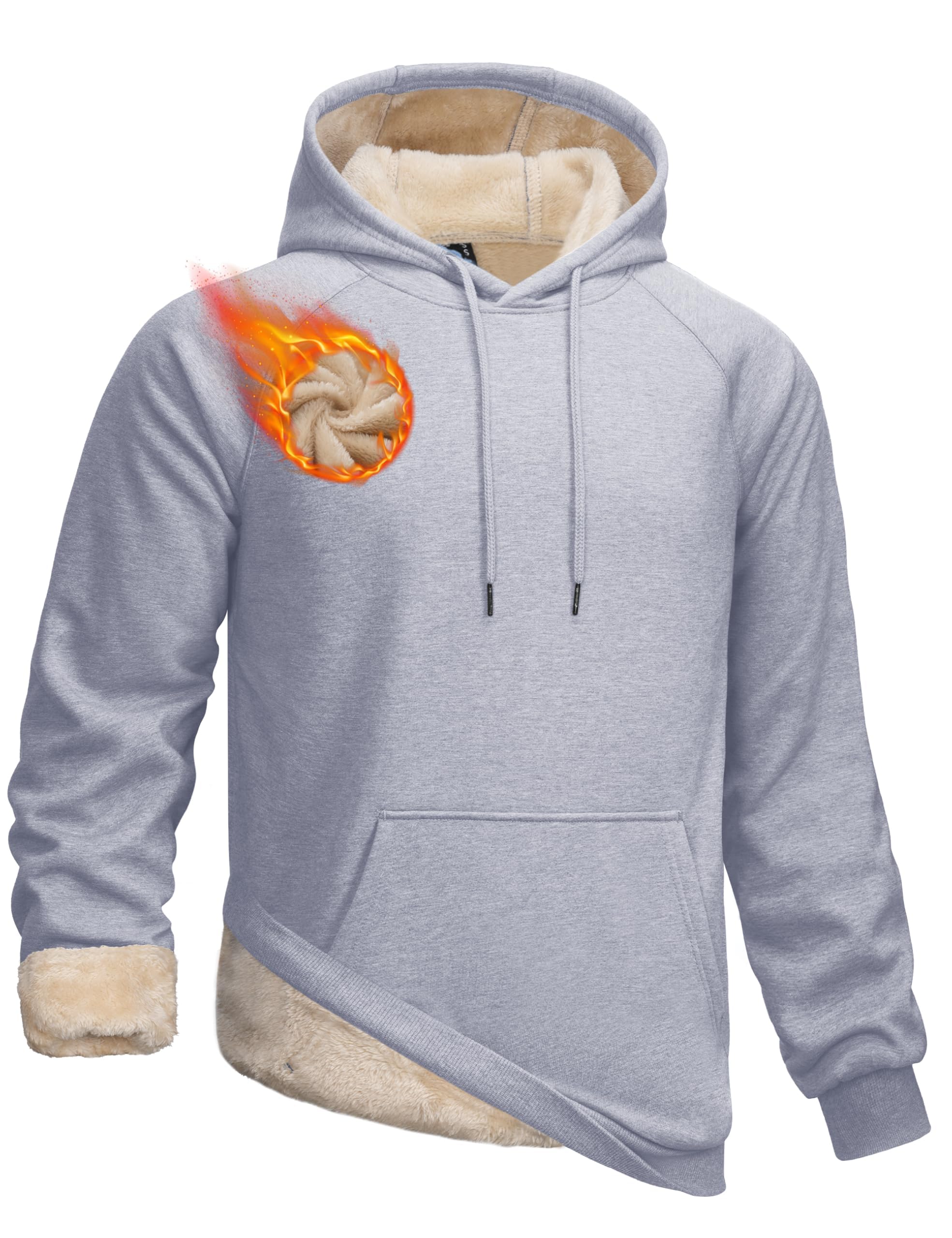 TACVASEN Herren Warme Fleece Kapuzenpullover Sherpa Gefüttert Hoodie Dicker Winterpullover Langarm Sweatshirt mit Kapuze