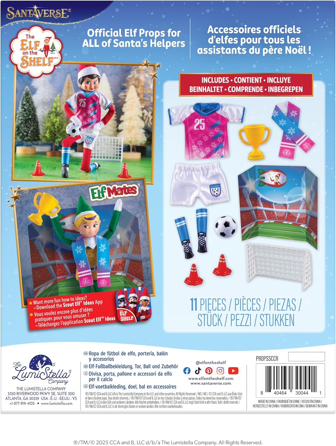 The Elf on the Shelf Polar Props North Pole Pitch Kit - 11-in-1 Elf Props and Accessories for Easy Sporty Soccer Elf Scenes - Scout Elf Not Included