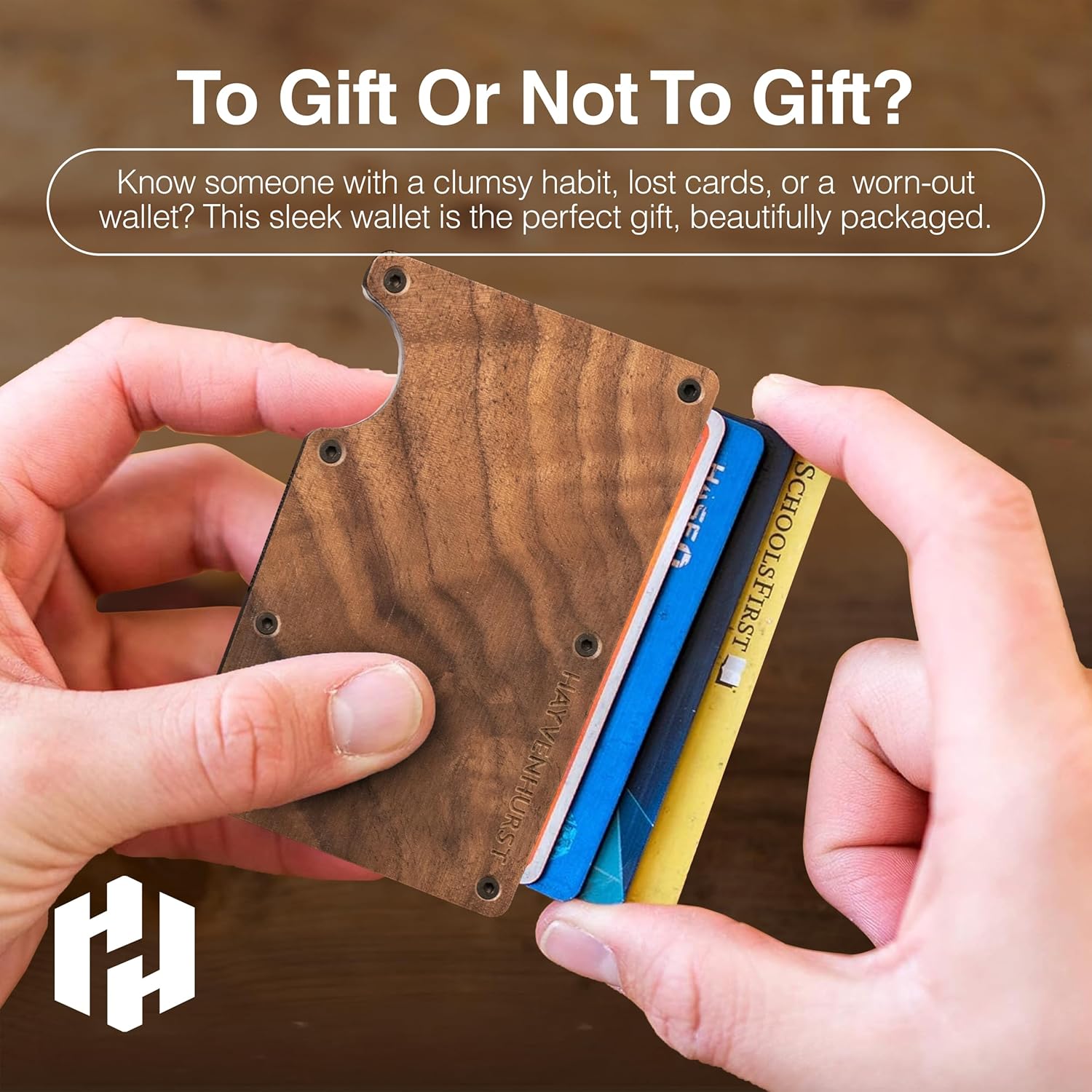 Hayvenhurst Wallet For Men - Reinvented Design Men's Wallet - Slim, Minimalistic & Seamless, Blocks RFID Scanners with a Cash Strap (Walnut Wood) - Image 4