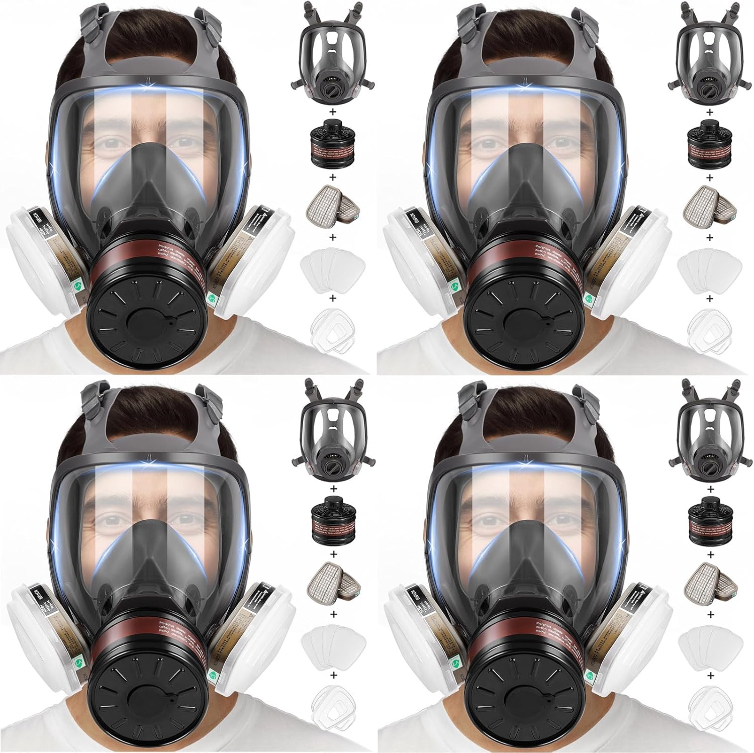 Full Face Gas Mask with Activated Carbon Filters
