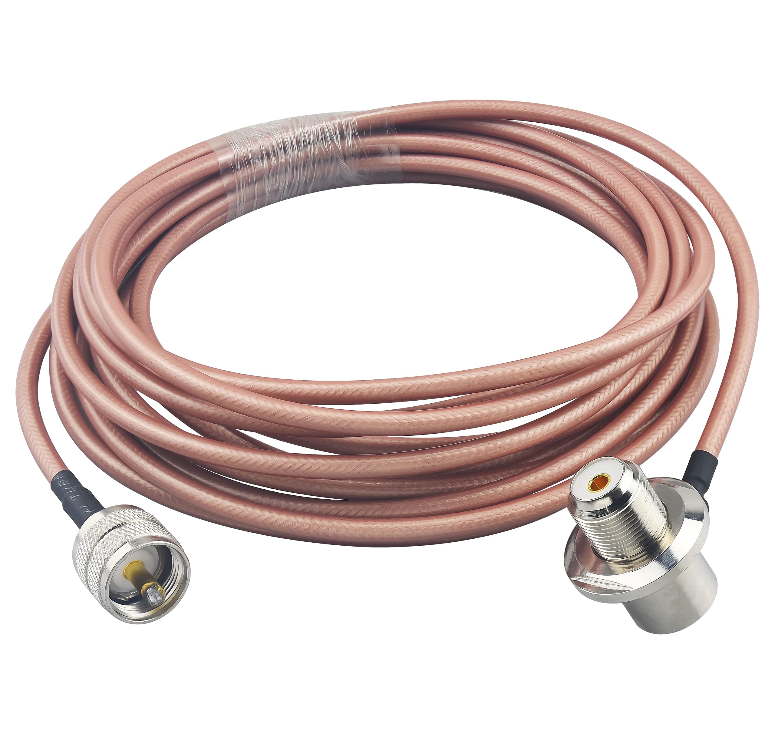Cavo UHF PL259 Maschio a Femmina Angolo Retto 5M | RG142 Cavo di prolunga per antenna, bassa perdita. Per radio CB, walkie-talkie, SDR, UV-5R e apparati portatili.